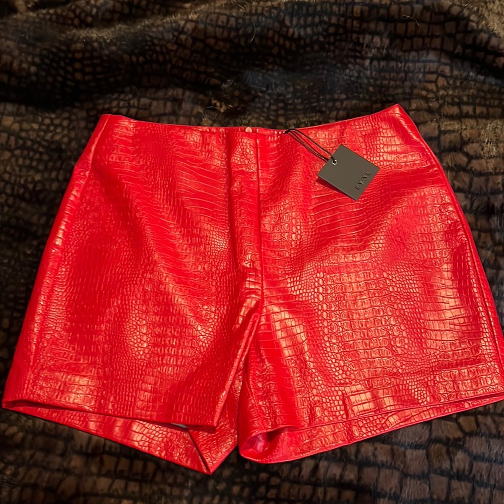 EVNL hot red leather shorts